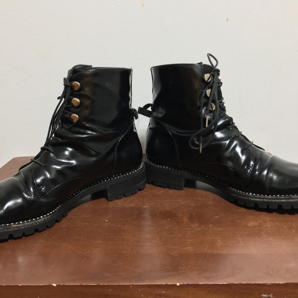 Christian Dior Leather Boots. With Rhinestones And Leather Laces And Lug Soles - Picture 11 of 13